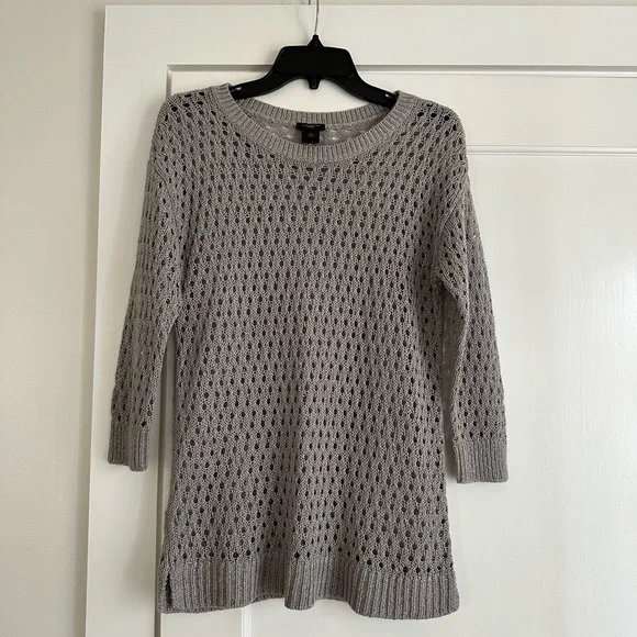 Ann Taylor Gray Shimmer Crochet Sweater - Picture 3 of 7